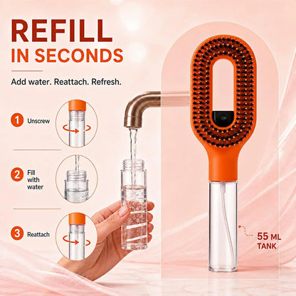 2-in-1 Hair Brush with Water Spray Mister, Fine Mist Spray Brush for Hair Detangling Wet & Dry, Liquid Spraying Hairbrush for Curly Thick Hair & Kids (Sky Blue)