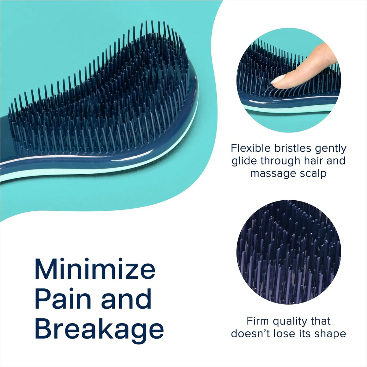 Crave Naturals Biggie Glide Thru Hair Brush - Detangler Brush for Curly, Straight, Wet or Dry Hair - Gentle Detangling Brushes for Adults, Kids, Toddlers - Hair Accessories for Women, 8.4x3.4" - Black
