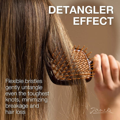 Janeke J-Brush Detangling Comb for Curly and Wavy Hair – Wide Tooth J-Shape Brush for Wet and Dry Use – Anti-Frizz, Lightweight and Gentle on Scalp – Made in Italy Professional Styling Tool (Black)