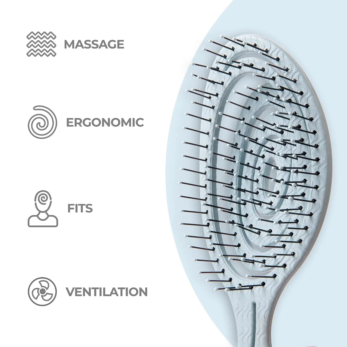Ninabella Detangler Brush - No Tangle Hair Brush for Women, Fine, Thick and Long Hair - Hairbrush for Wet and Dry Hair, Gentle on the Scalp - Light Blue