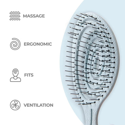 Ninabella Detangler Brush - No Tangle Hair Brush for Women, Fine, Thick and Long Hair - Hairbrush for Wet and Dry Hair, Gentle on the Scalp - Light Blue