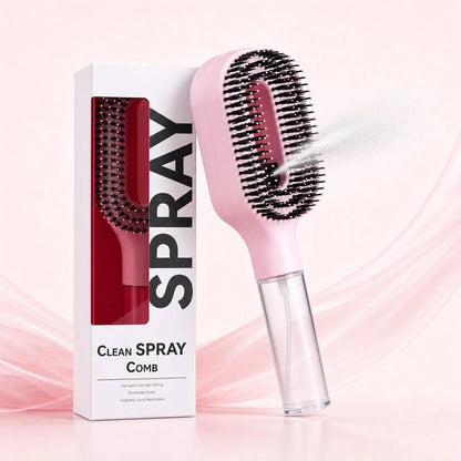 2-in-1 Hair Brush with Water Spray Mister, Fine Mist Spray Brush for Hair Detangling Wet & Dry, Liquid Spraying Hairbrush for Curly Thick Hair & Kids (Sky Blue)