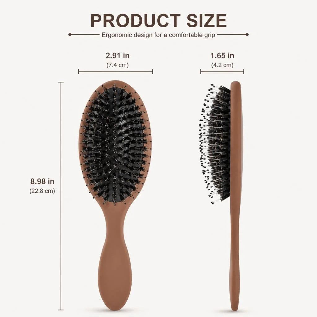 Boar Bristles Hair Brush for Women and Men, Detangling Hair Brush for Smoothing Massage Add Shine, Nylon&Boar Bristles Detangler brush for Hair Healthy (1 Pack-MintGreen)
