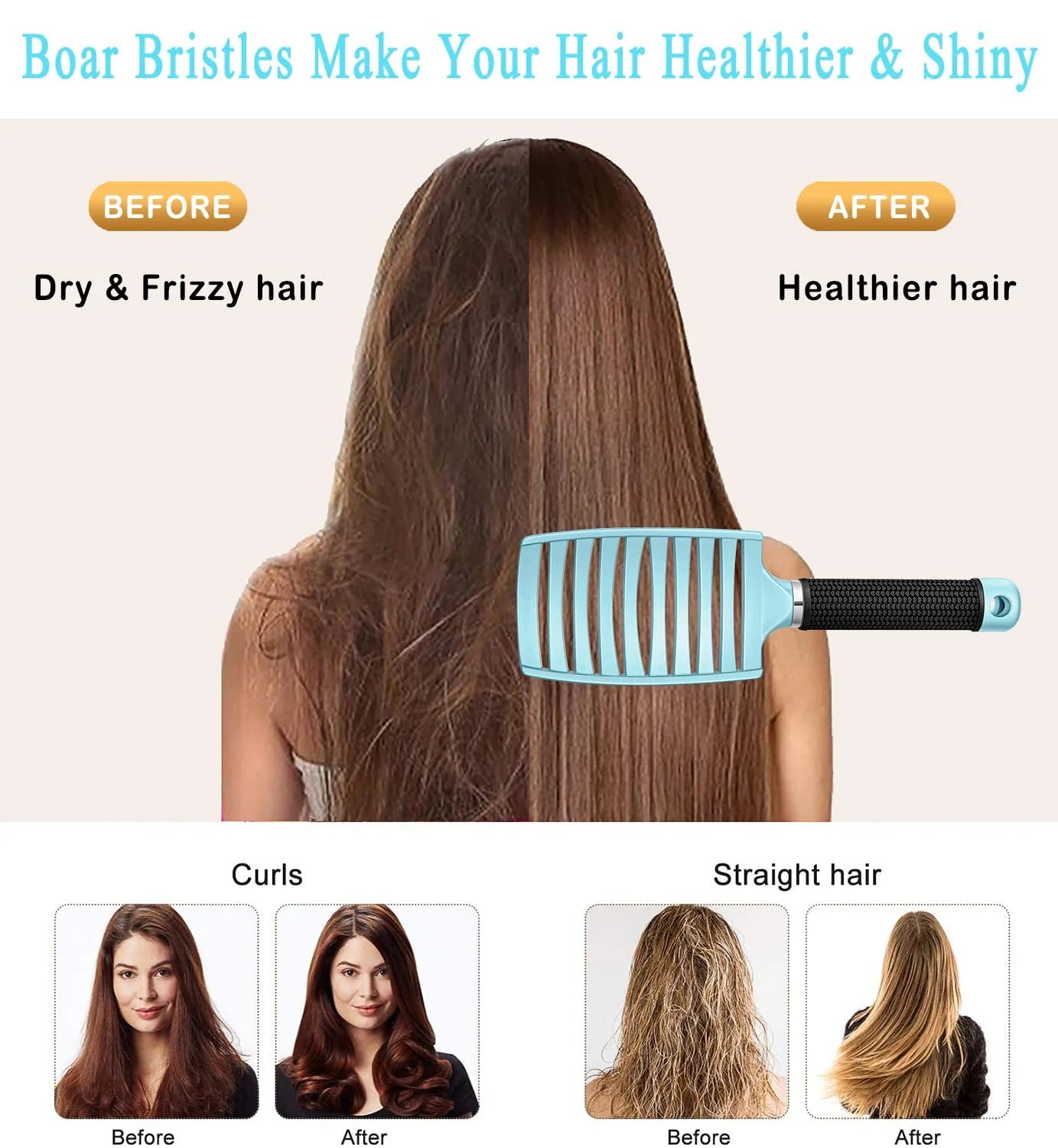 Detangling Brush for Women & Kids, Wet & Dry Hair, All Hair Types