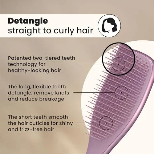 Tangle Teezer Chrome Detangler Mini Hair Brush, Straight to Curly, Pink
