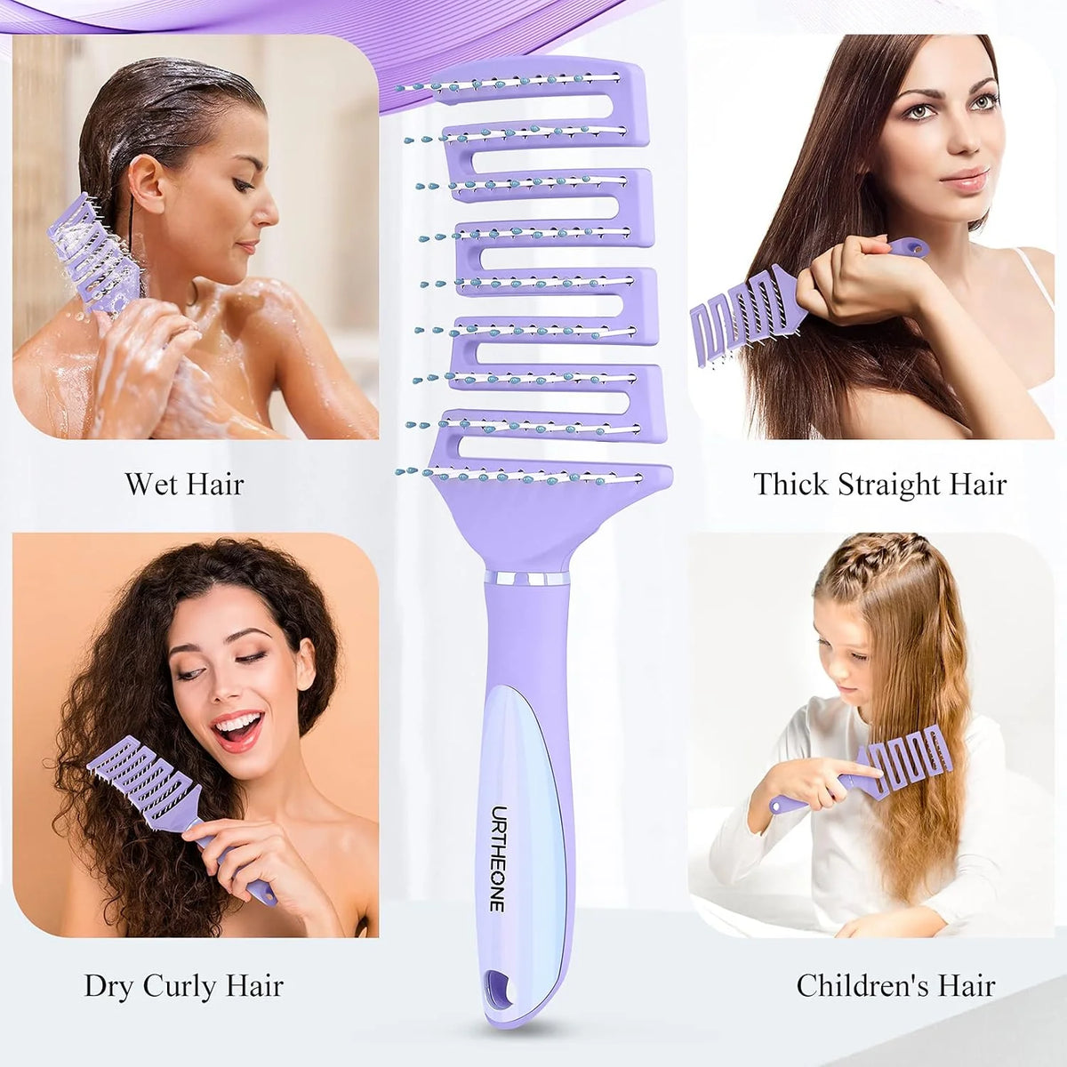 Hair Brush, Curved Vented Detangling Hair Brushes for Women Men Wet or Dry Hair,Faster Blow Drying Styling Professional Vent detangler brush for Curly Thick Wavy Thin Fine Long Short Hair(Black)