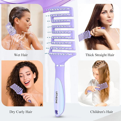 Hair Brush, Curved Vented Detangling Hair Brushes for Women Men Wet or Dry Hair,Faster Blow Drying Styling Professional Vent detangler brush for Curly Thick Wavy Thin Fine Long Short Hair(Black)