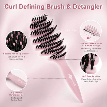 Natural Boar Bristle Hair Brush for Fine Hair - A Great Gift