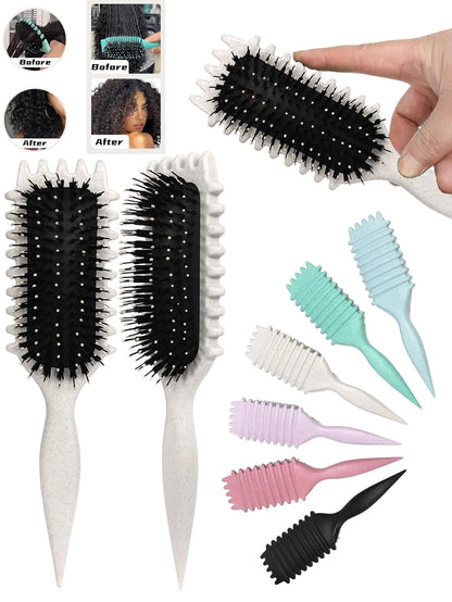 Blue Curl Defining Brush for Curly Hair – Detangling & Styling Brush for Women & Men, Defines 2A to 4C Curls, Reduces Frizz, Perfect for Wet & Dry Hair (Blue)