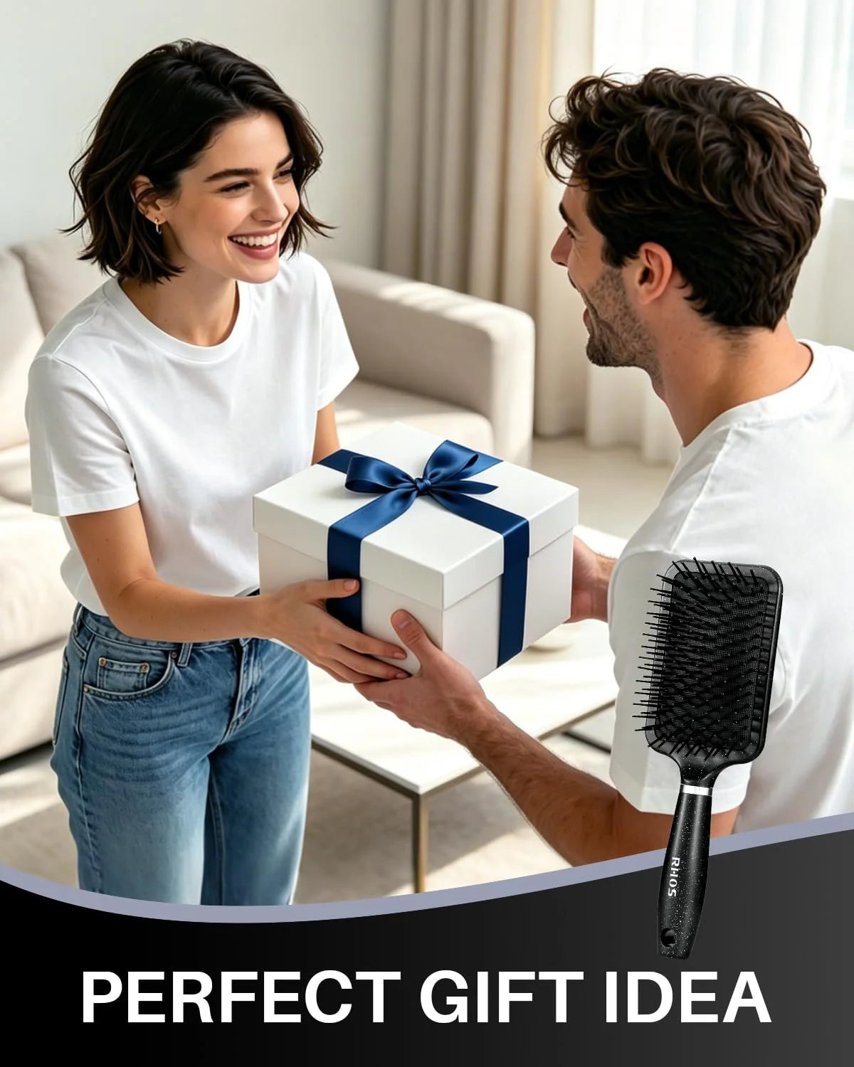 Purple Square Paddle Hair Brush for Women Men's Thin,Short,Thick,Long Hair