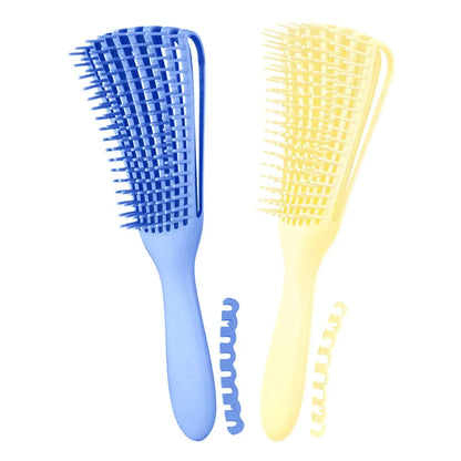 Hair Brush, Detangling Brush for Afro America/African Hair Textured 3a to 4c Kinky Wavy/Curly/Coily/Wet/Dry/Oil/Thick/Long Hair, Knots Detangler Scalp Massage Comb (2 pcs, Blue-Blue)