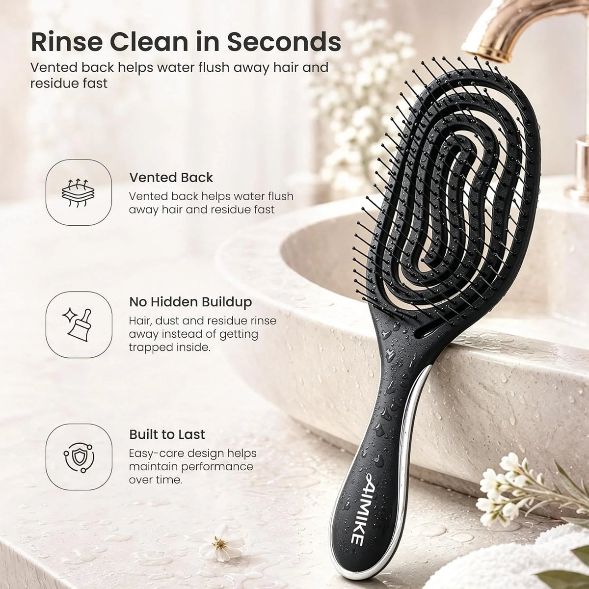 AIMIKE Spiral Hairbrush for Fine Hair, Wet Detangler Brush for Women & Kids