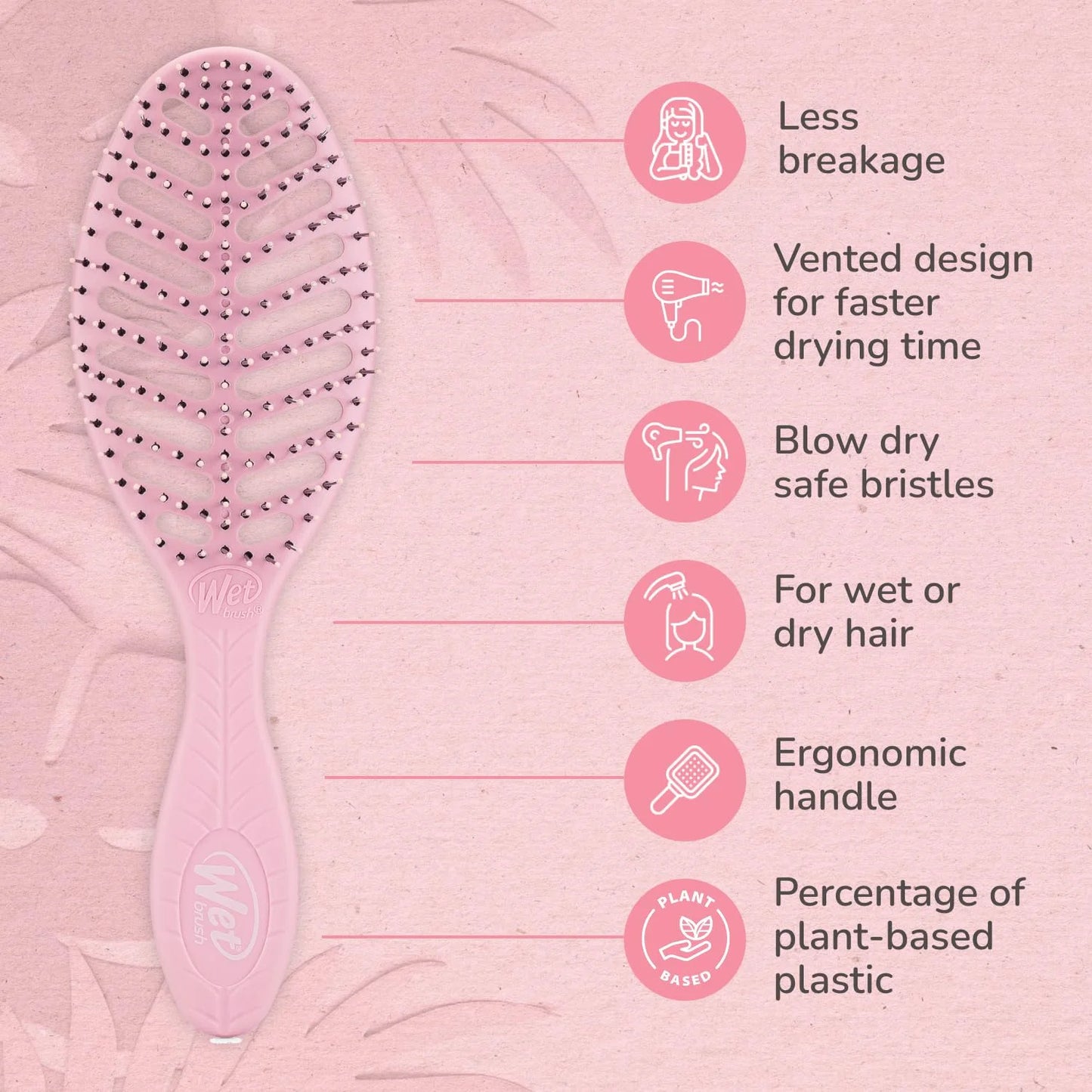 Wet Brush Go Green Speed Dry Hair Brush, Green - Vented Design & Ultra Soft HeatFlex Bristles - Ergonomic Handle Manages Tangle & Uncontrollable Hair - Pain-Free Hair Accessories