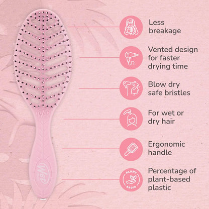 Wet Brush Go Green Speed Dry Hair Brush, Green - Vented Design & Ultra Soft HeatFlex Bristles - Ergonomic Handle Manages Tangle & Uncontrollable Hair - Pain-Free Hair Accessories