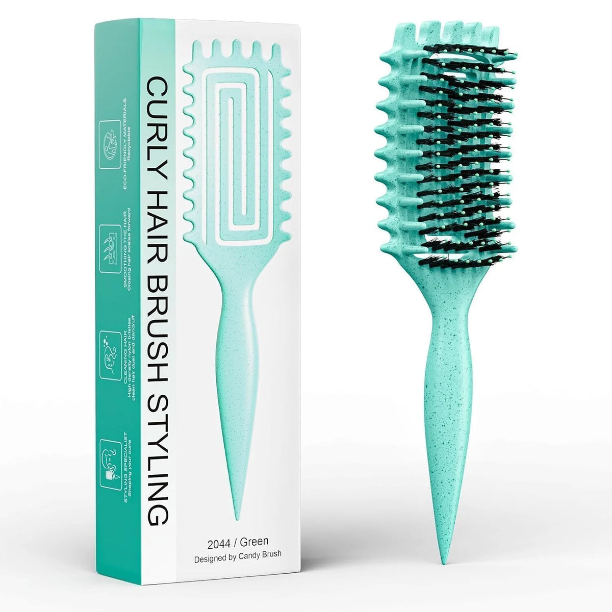 ABOYOY Curl Defining Brush with Side Gear for Curly Hair, Detangling & Styling Brush for Women Men, Lightweight Ergonomic Candy Brush Works on Wet or Dry Hair (Purple)