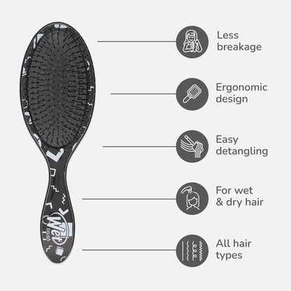 Wet Brush Original Detangler Hair Brush, Hipster Sketch, Ultra-Soft IntelliFlex Bristles, Detangling Bristles Glide Through Tangles (Wet & Dry Hair), Women & Men