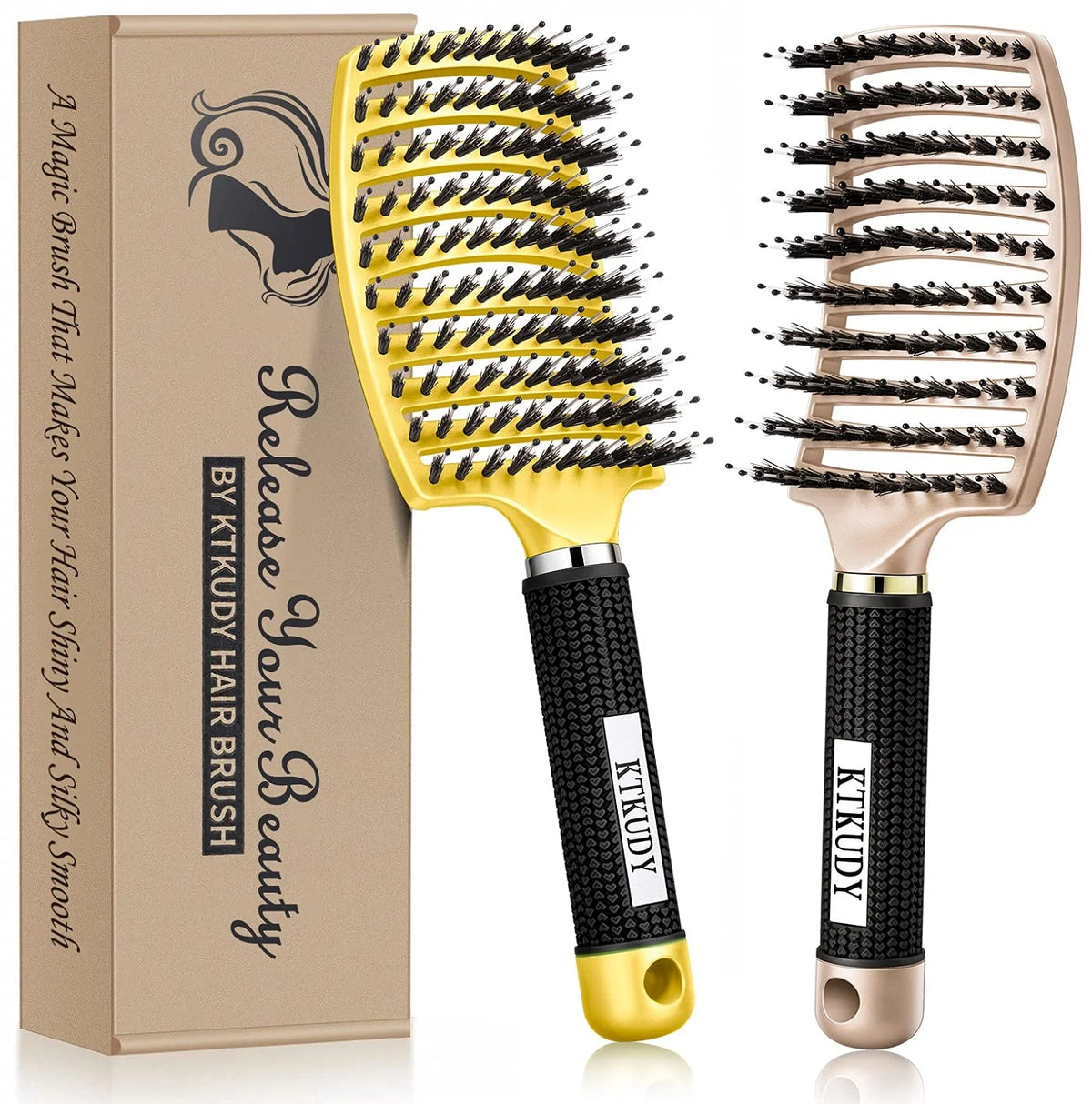 2 Pack Detangling Brushes for Women & Kids, Wet & Dry Hair, All Hair Types