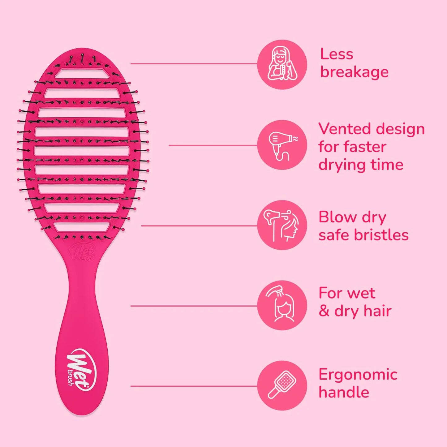 Wet Brush Speed Dry Hair Brush, Orange Crush (Summer Quencher) - Vented Design & Soft HeatFlex Bristles Are Blow Dry Safe - Ergonomic Handle Manages Tangles - Pain-Free Hair Accessories
