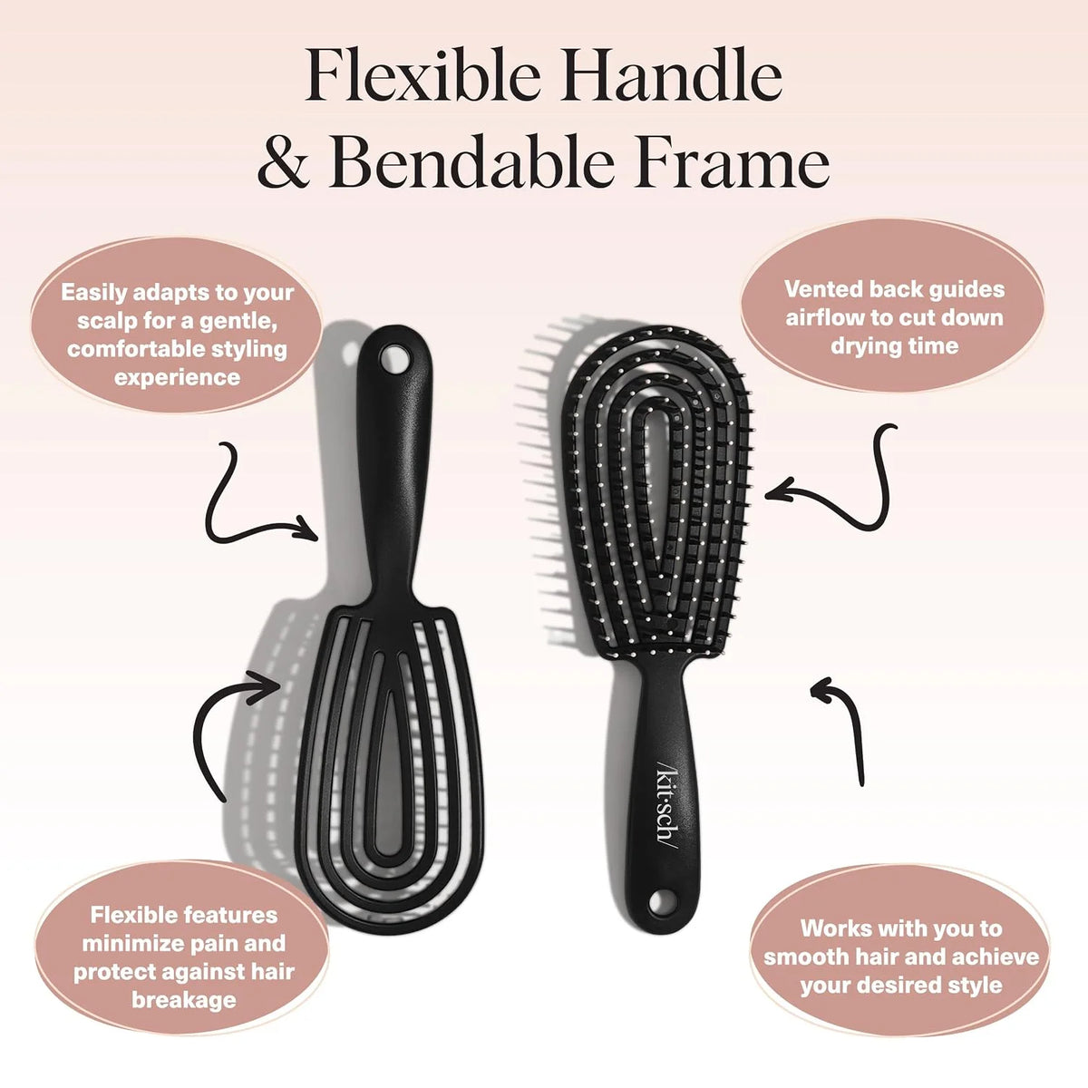 Kitsch Flexi Flow Detangler Brush, Hair Brushes For Women - Terracotta