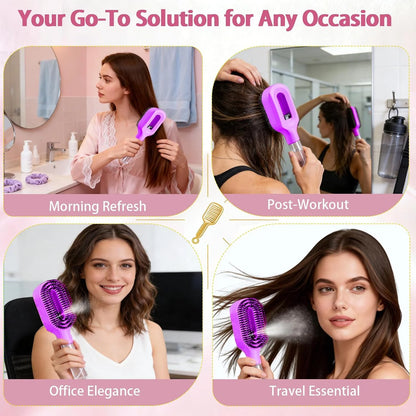 Hair Brush with Water Spray - 2-in-1 Detangler Brush for Frizz Control