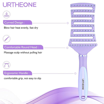 Hair Brush, Curved Vented Detangling Hair Brushes for Women Men Wet or Dry Hair,Faster Blow Drying Styling Professional Vent detangler brush for Curly Thick Wavy Thin Fine Long Short Hair(Black)