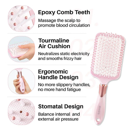 Purple Square Paddle Hair Brush for Women Men's Thin,Short,Thick,Long Hair