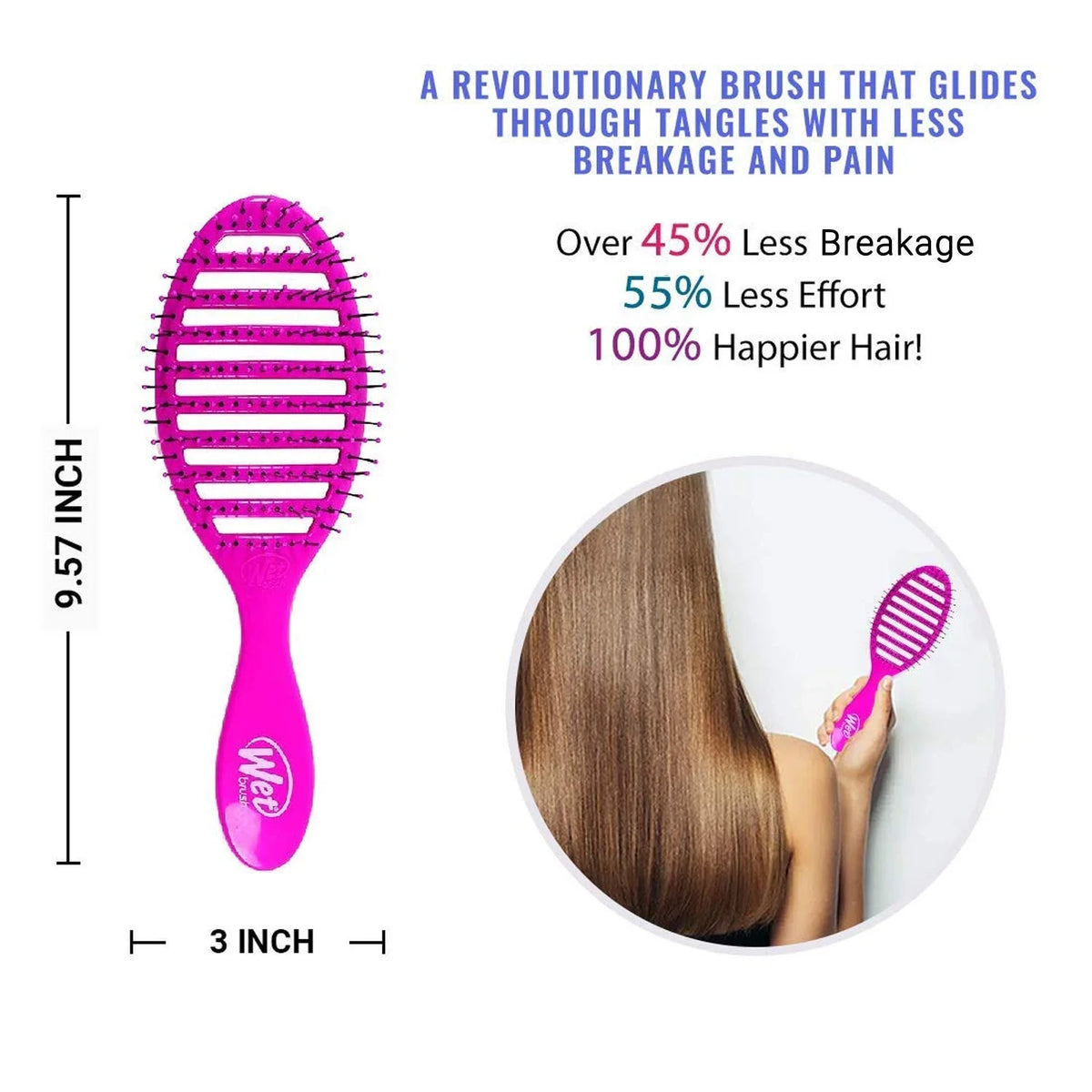 Wet Brush Speed Dry Hair Brush, Orange Crush (Summer Quencher) - Vented Design & Soft HeatFlex Bristles Are Blow Dry Safe - Ergonomic Handle Manages Tangles - Pain-Free Hair Accessories