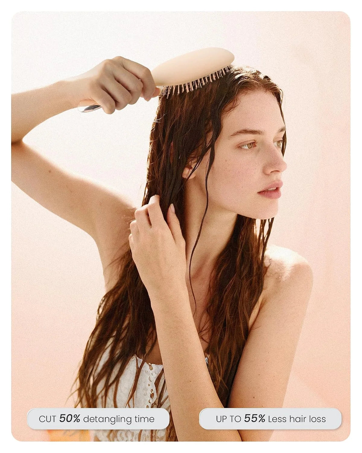 AIMIKE Detangler Paddle Hair Brush for Women & Fine Hair, Wet & Dry