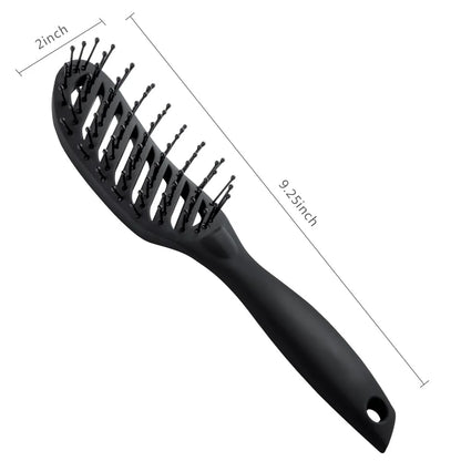 Vented Styling Brush with Ball-Tipped Bristles for Blow Drying Wet, Short, Curly, or Straight Hair for Men and Women (Black)