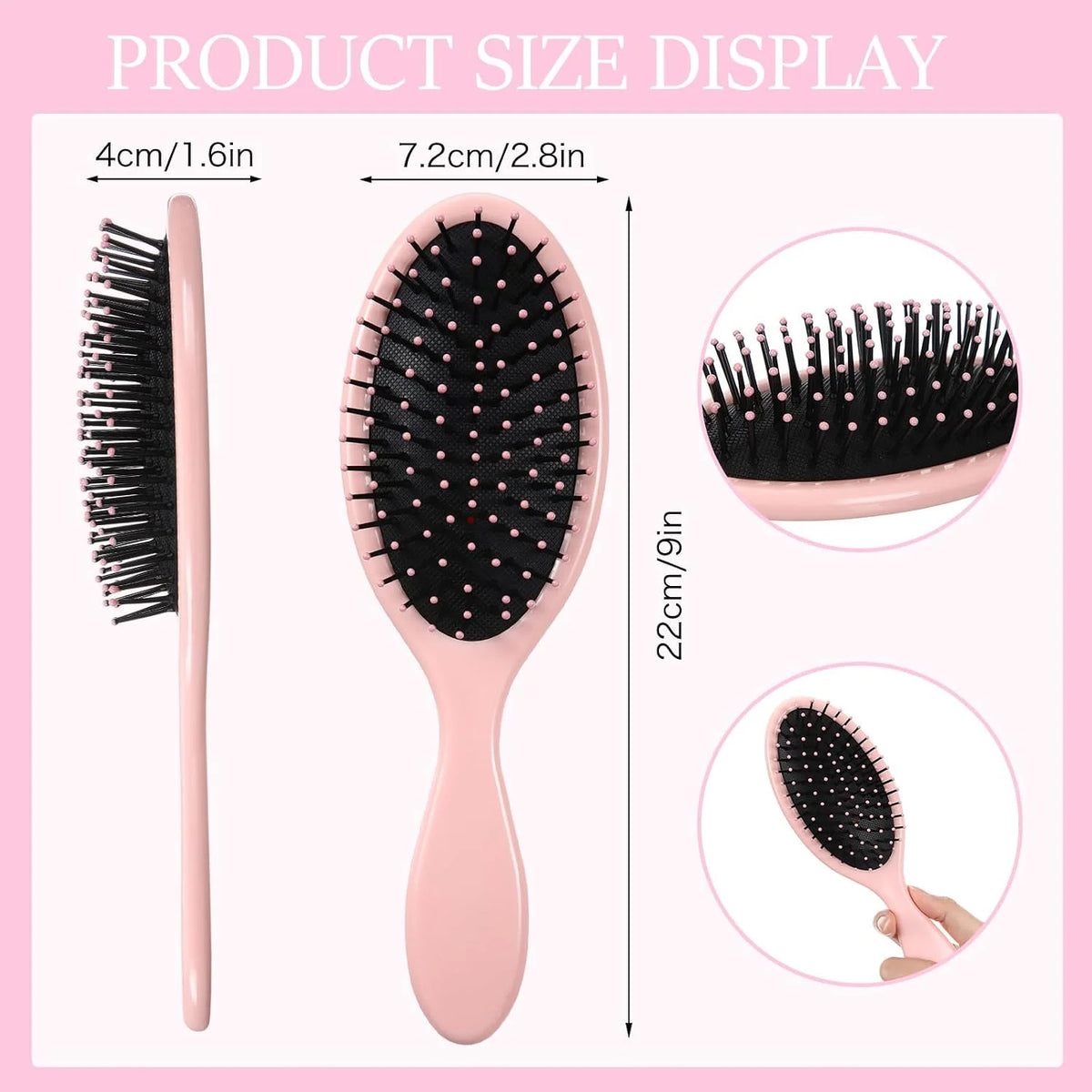 Nuenen 6 Pcs Wet Detangling Hair Brush, Dry Soft Bristle, Black