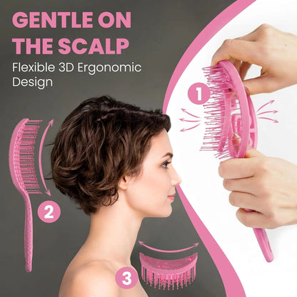 Detangler Brush – Pain-Free Detangling Hair Brush for Wet & Dry Hair – Effortless Detangling Brush for Curly, Fine & Tangled Hair – Hairbrush for Women, Men & Kids – Purple