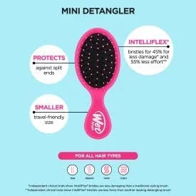 Wet Brush Squirt Detangler Hair Brushes - Lagoon, Geo - Mini Detangling Brush with Ultra-Soft IntelliFlex Bristles Glide Through Tangles with Ease - Pain-Free Comb for All Hair Types