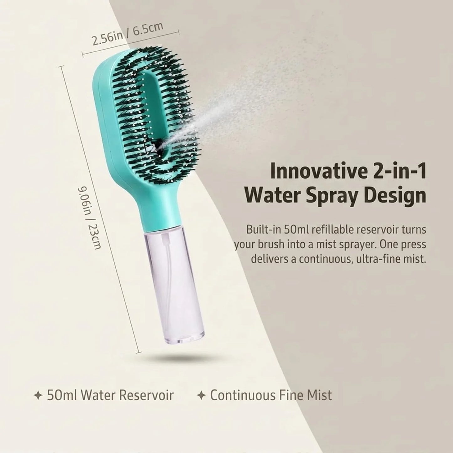 Water Spray Hair Brush for Kids, Detangling Spray Comb for Fine Hair 1Green
