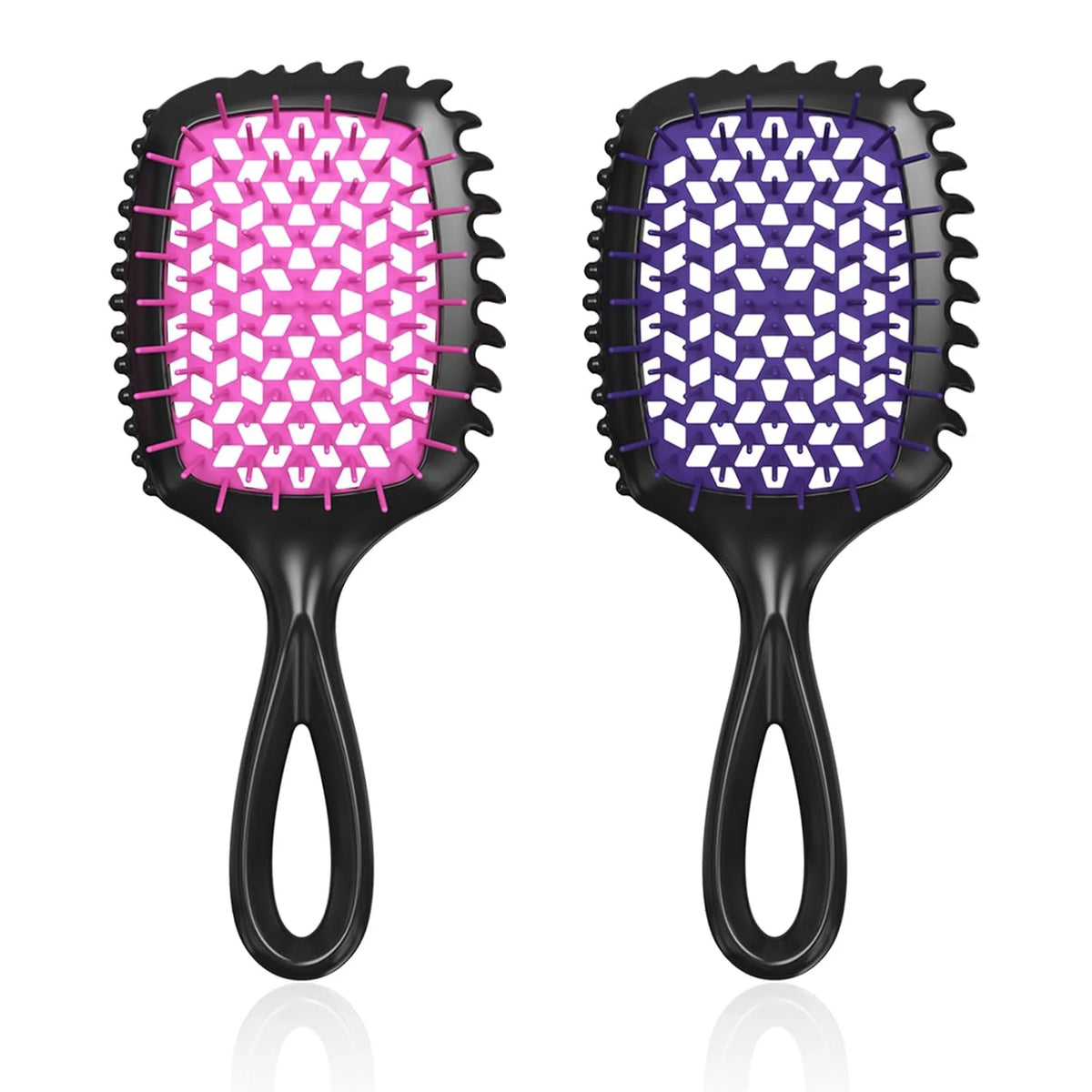 2-Pack Vented Detangling Hair Brush for Wet and Dry Hair, Pink and Purple