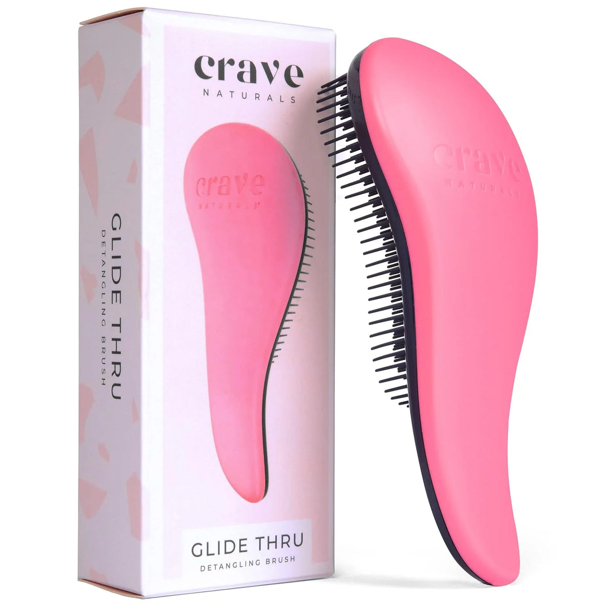 Crave Naturals Biggie Glide Thru Hair Brush - Detangler Brush for Curly, Straight, Wet or Dry Hair - Gentle Detangling Brushes for Adults, Kids, Toddlers - Hair Accessories for Women, 8.4x3.4" - Black