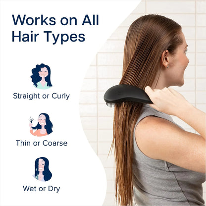Crave Naturals Biggie Glide Thru Hair Brush - Detangler Brush for Curly, Straight, Wet or Dry Hair - Gentle Detangling Brushes for Adults, Kids, Toddlers - Hair Accessories for Women, 8.4x3.4" - Black