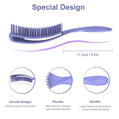 SHINLEA Detangler Brush for Curly Hair, Wet Dry Detangling Hair Brush for Thick Thin Wavy Hair, Gentle Detangle Hairbrush Reduces Breakage for Women Men Kids (Purple)