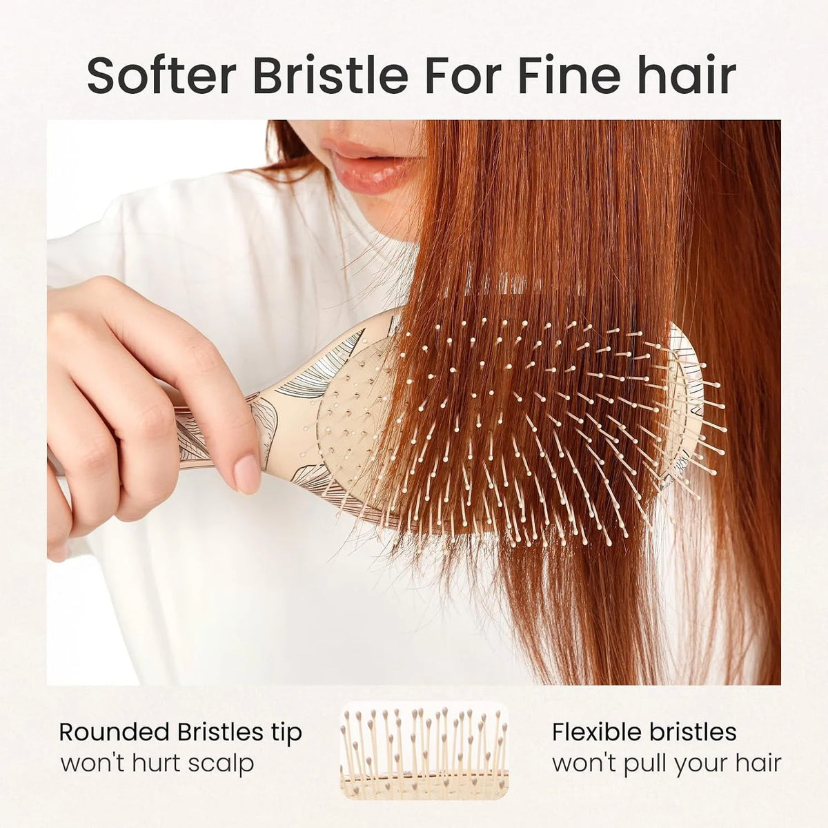 AIMIKE Detangler Paddle Hair Brush for Women & Fine Hair, Wet & Dry