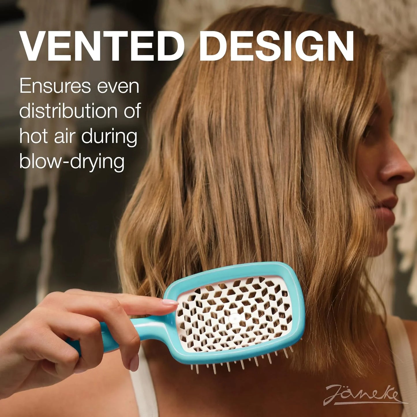 Janeke J-Brush Detangling Comb for Curly and Wavy Hair – Wide Tooth J-Shape Brush for Wet and Dry Use – Anti-Frizz, Lightweight and Gentle on Scalp – Made in Italy Professional Styling Tool (Black)