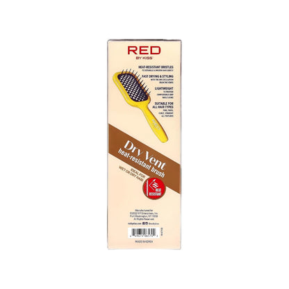RED by Kiss Dry Vent Heat-Resistant Hair Brush, Detangling Fast Blow Drying for Wet Dry Curly Thick Straight Hair, Vented Detangler for Women Men Children Kids (Yellow)