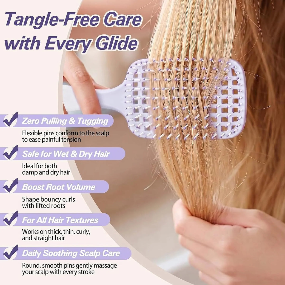 Boar Bristle Hair Brush Set – Wet/Dry Detangler for All Hair Types