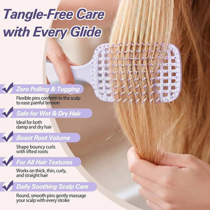 Boar Bristle Hair Brush Set – Wet/Dry Detangler for All Hair Types