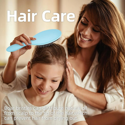 Boar Bristles Hair Brush for Women and Men, Detangling Hair Brush for Smoothing Massage Add Shine, Nylon&Boar Bristles Detangler brush for Hair Healthy (1 Pack-MintGreen)