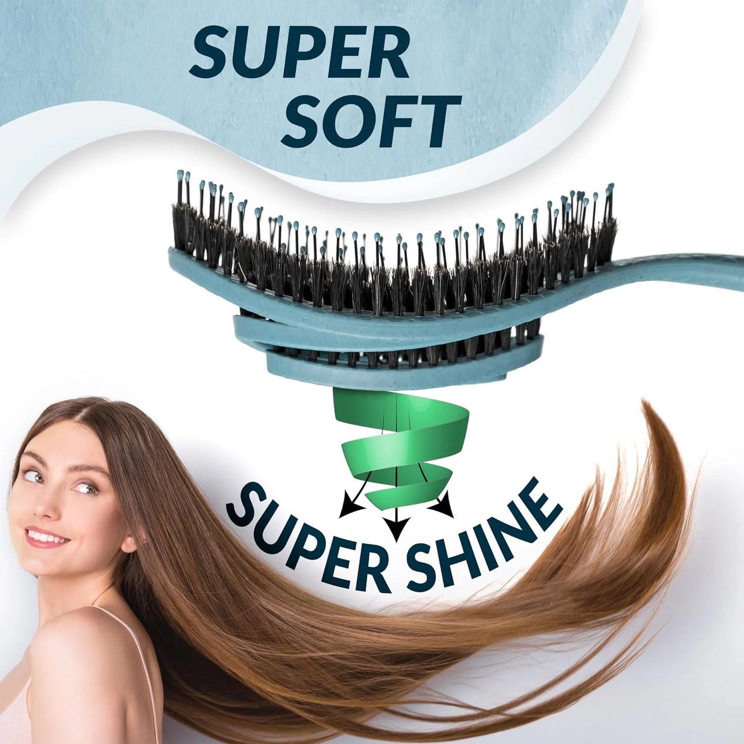 marQus Detangle Boar Brush Women and Men, Exclusive Ultra-soft bending Bristles and Body - Glide Through Tangles With Ease For All Hair Types - Women, Men, Wet And Dry Hair, 1pcs Brown Brush