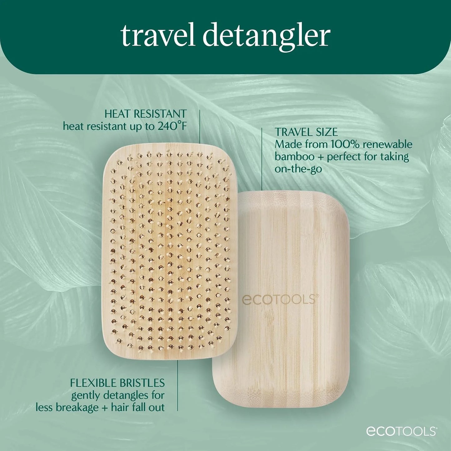 EcoTools Slick Back Hairbrush, Small Brush for Ponytail or Bun, 1 Count