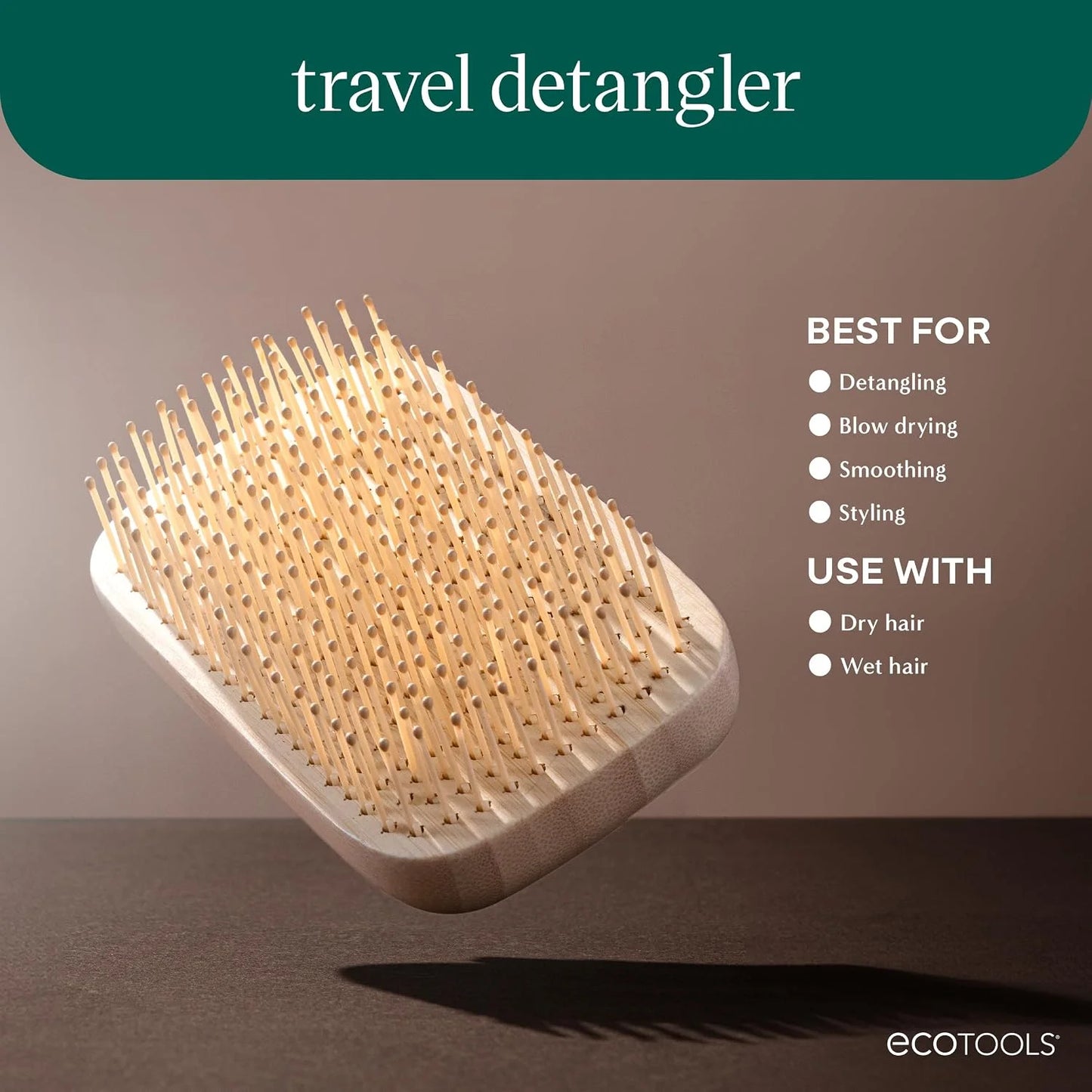 EcoTools Slick Back Hairbrush, Small Brush for Ponytail or Bun, 1 Count