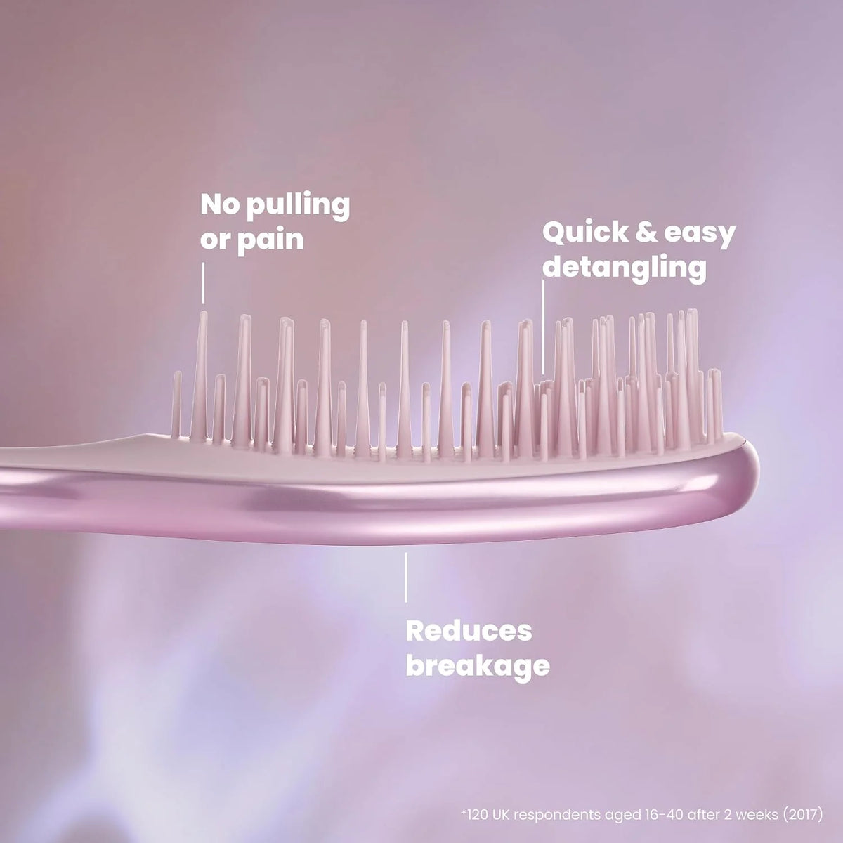 Tangle Teezer Chrome Detangler Mini Hair Brush, Straight to Curly, Pink