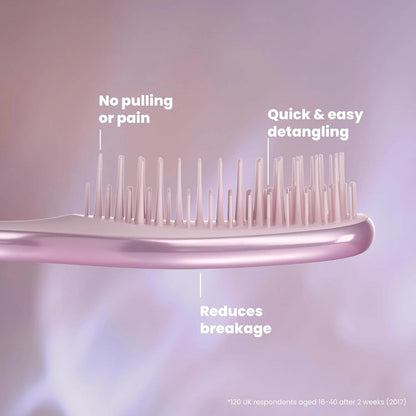 Tangle Teezer Chrome Detangler Mini Hair Brush, Straight to Curly, Pink