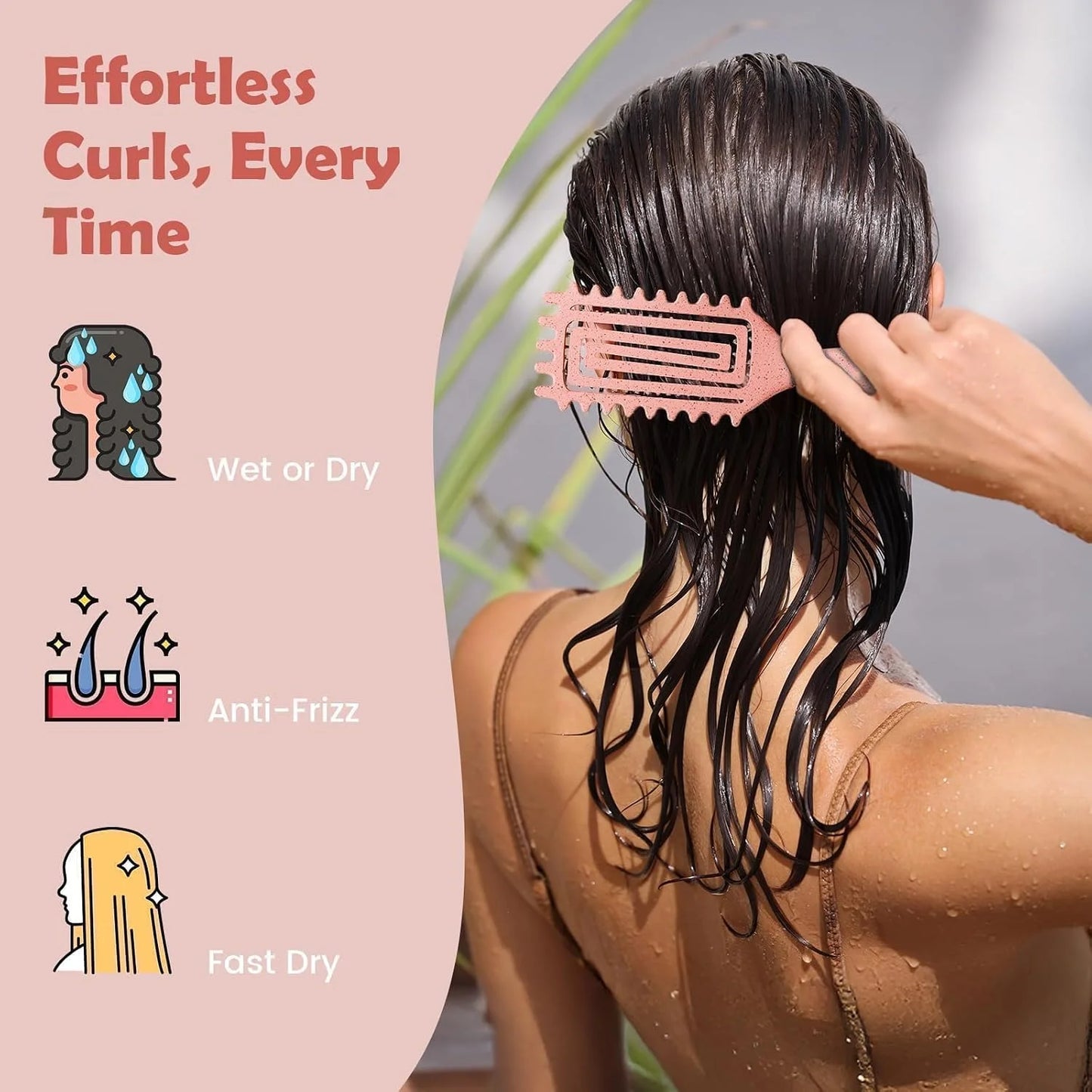 ABOYOY Curl Defining Brush with Side Gear for Curly Hair, Detangling & Styling Brush for Women Men, Lightweight Ergonomic Candy Brush Works on Wet or Dry Hair (Purple)