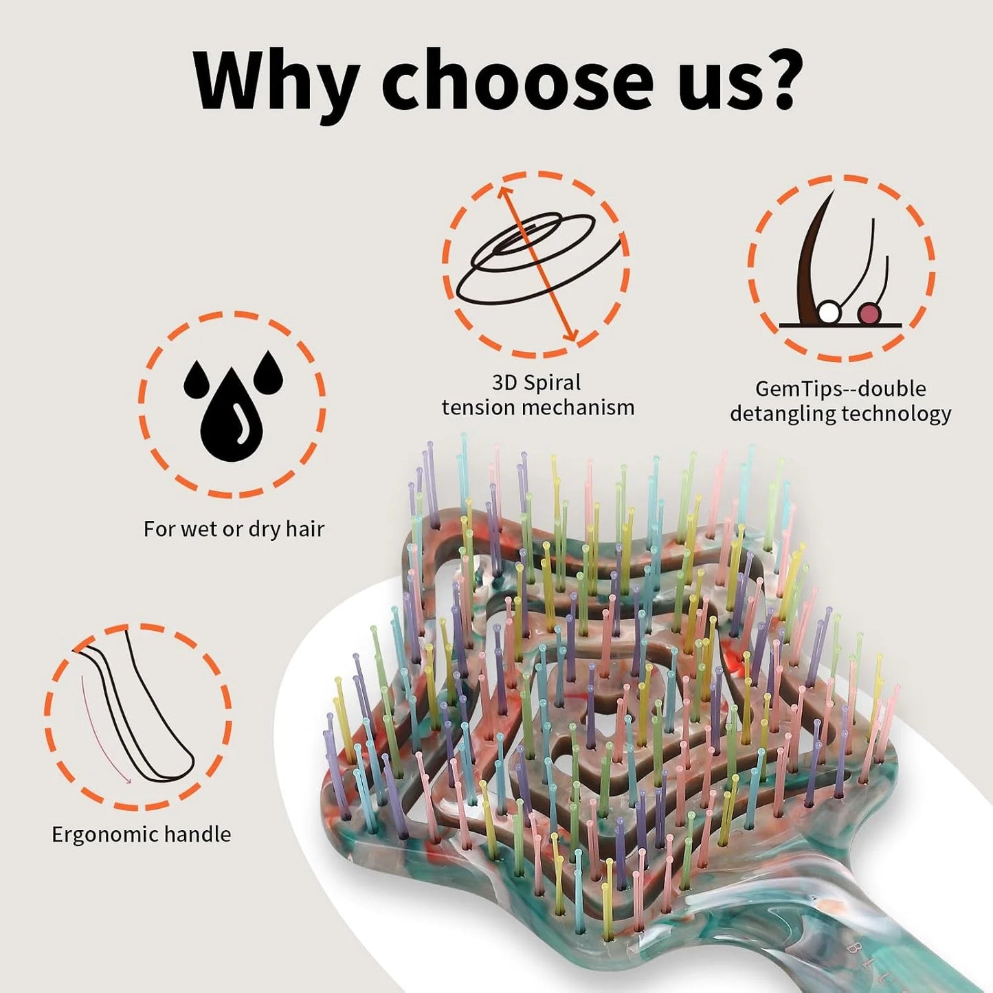 Detangling Wet Hair Brush for Thin or Straight Hair Wet or Dry,Star